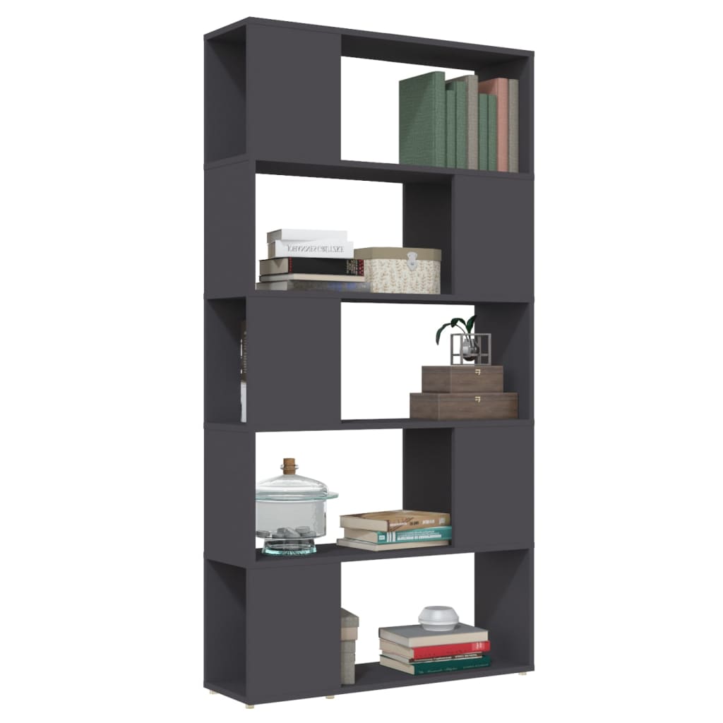 Boekenkast/kamerscherm 80x24x155 cm hout hoogglans zwart