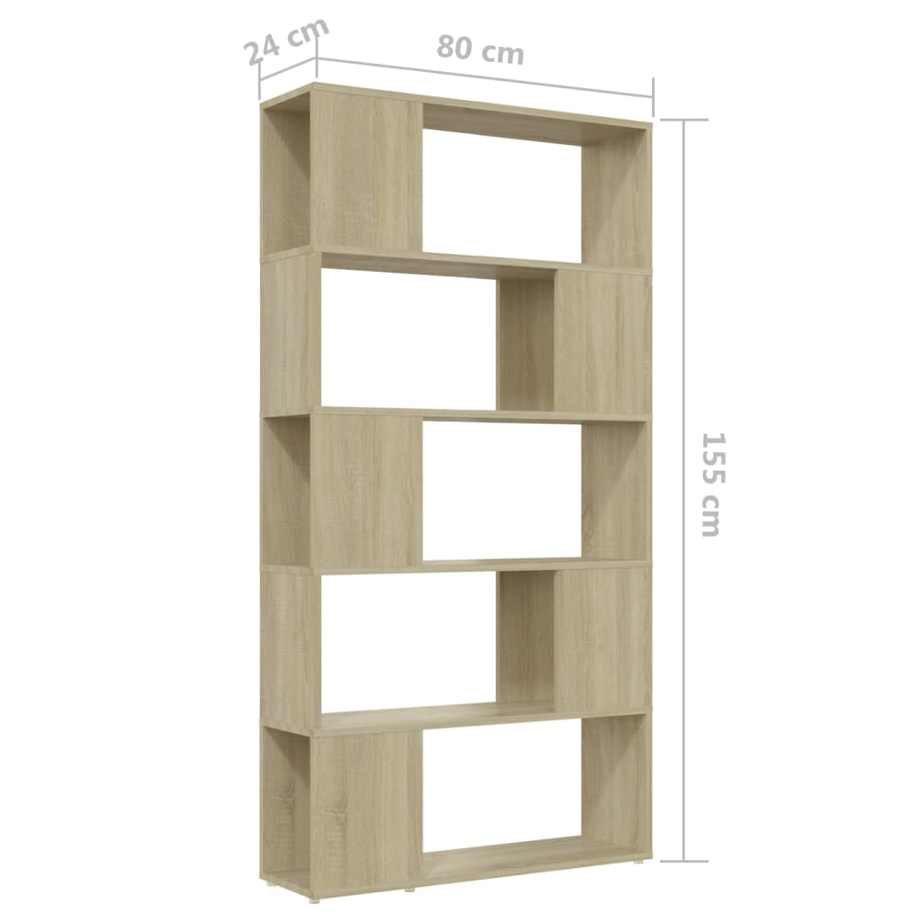 Boekenkast/kamerscherm 80x24x155 cm hout hoogglans zwart