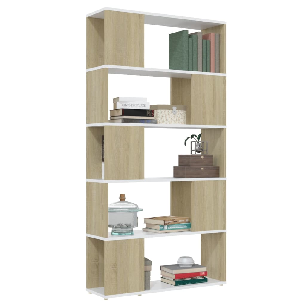 Boekenkast/kamerscherm 80x24x155 cm hout hoogglans zwart