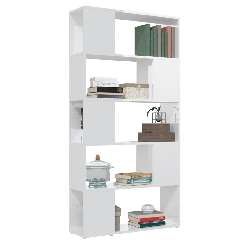 Boekenkast/kamerscherm 80x24x155 cm hout hoogglans zwart