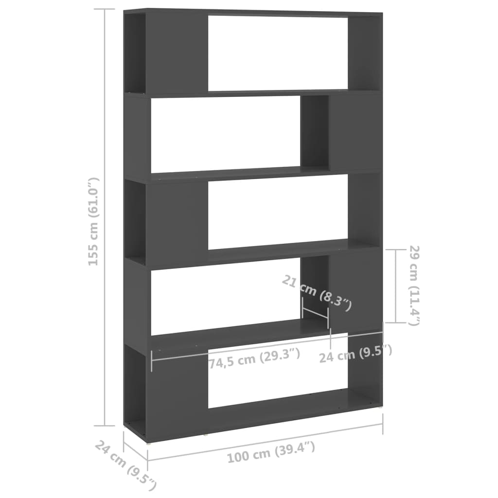 Boekenkast/kamerscherm 100x24x155 cm bewerkt hout