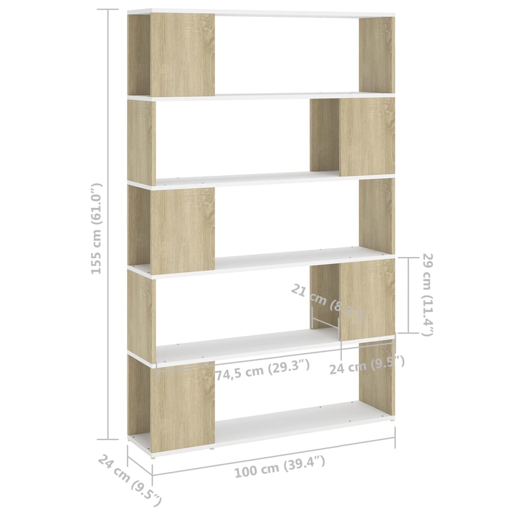 Boekenkast/kamerscherm 100x24x155 cm bewerkt hout