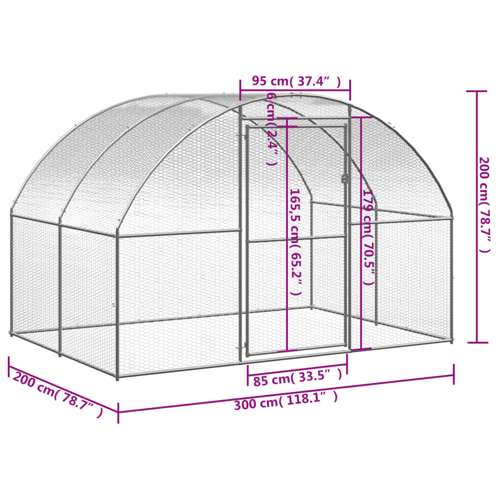 Kippenren 3x2x2 m gegalvaniseerd staal