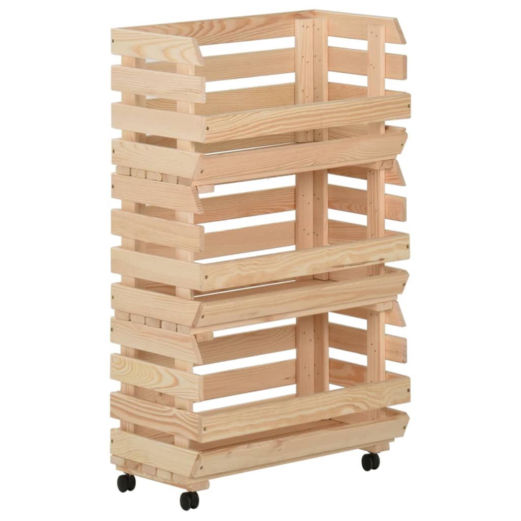 Groentetrolley 37x30x80 cm massief grenenhout