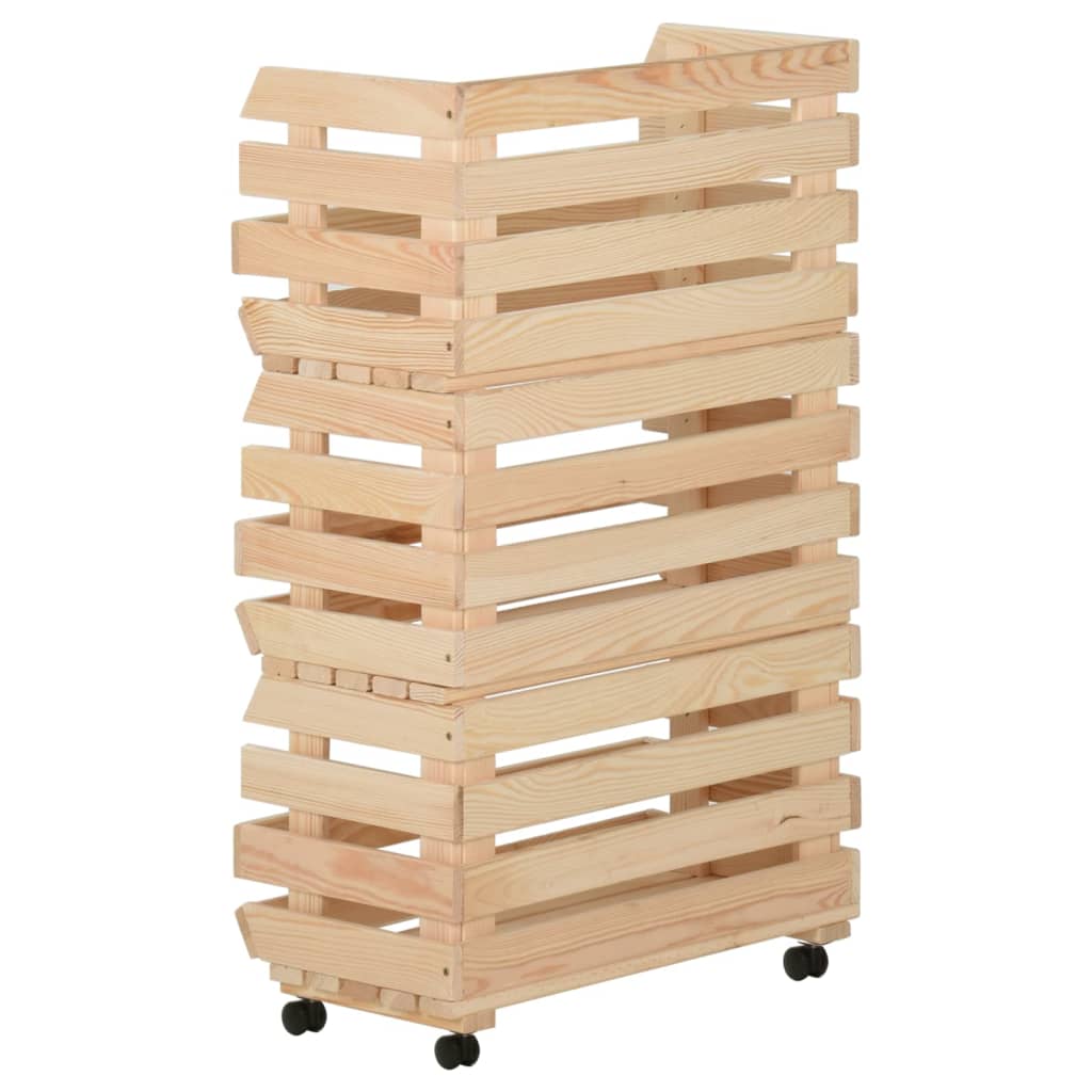 Groentetrolley 37x30x80 cm massief grenenhout