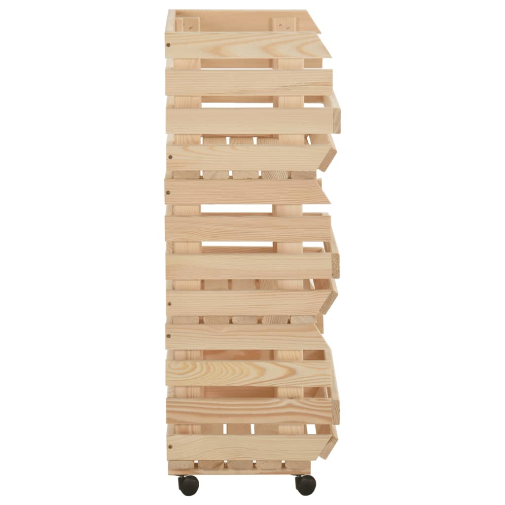 Groentetrolley 37x30x80 cm massief grenenhout