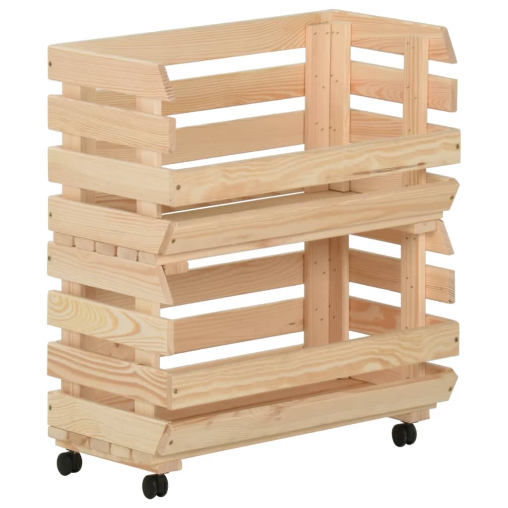 Groentetrolley 37x30x80 cm massief grenenhout