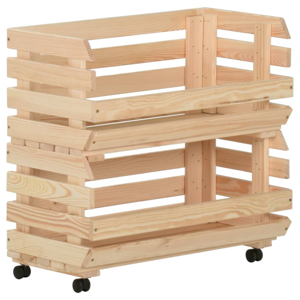 Groentetrolley 37x30x80 cm massief grenenhout