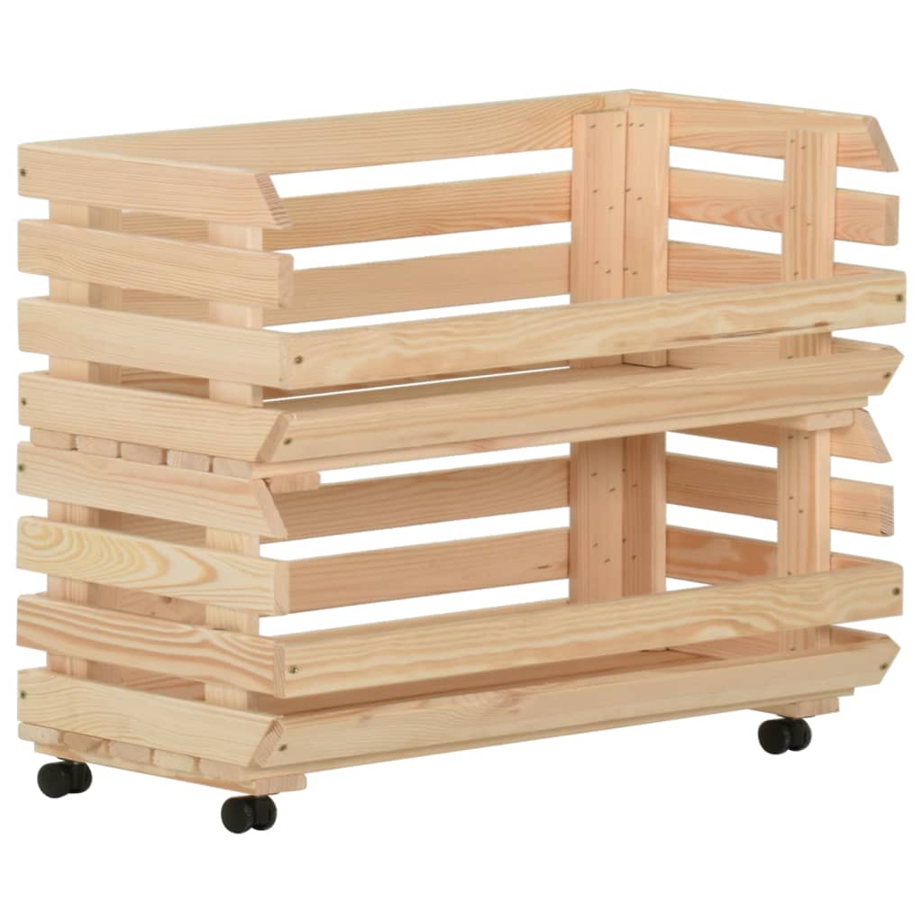 Groentetrolley 37x30x80 cm massief grenenhout