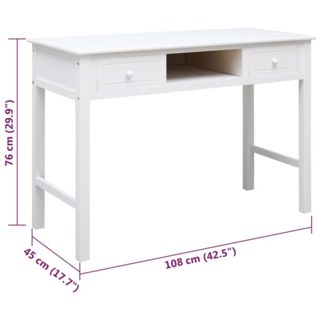 Bureau 108x45x76 cm massief paulowniahout