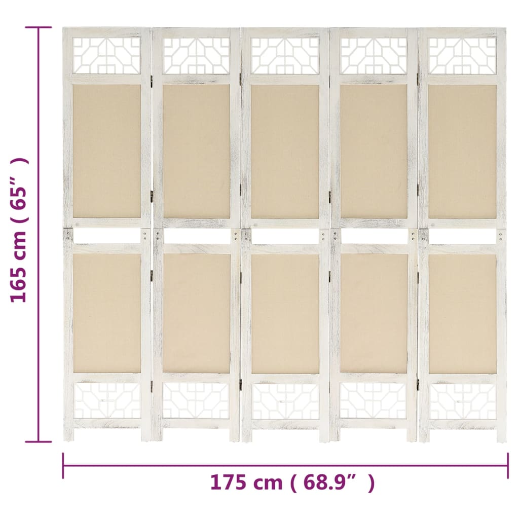 Kamerscherm met 4 panelen 140x165 cm stof crèmekleurig