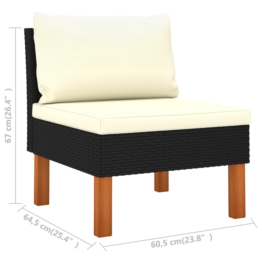 6-delige Loungeset poly rattan en eucalyptushout