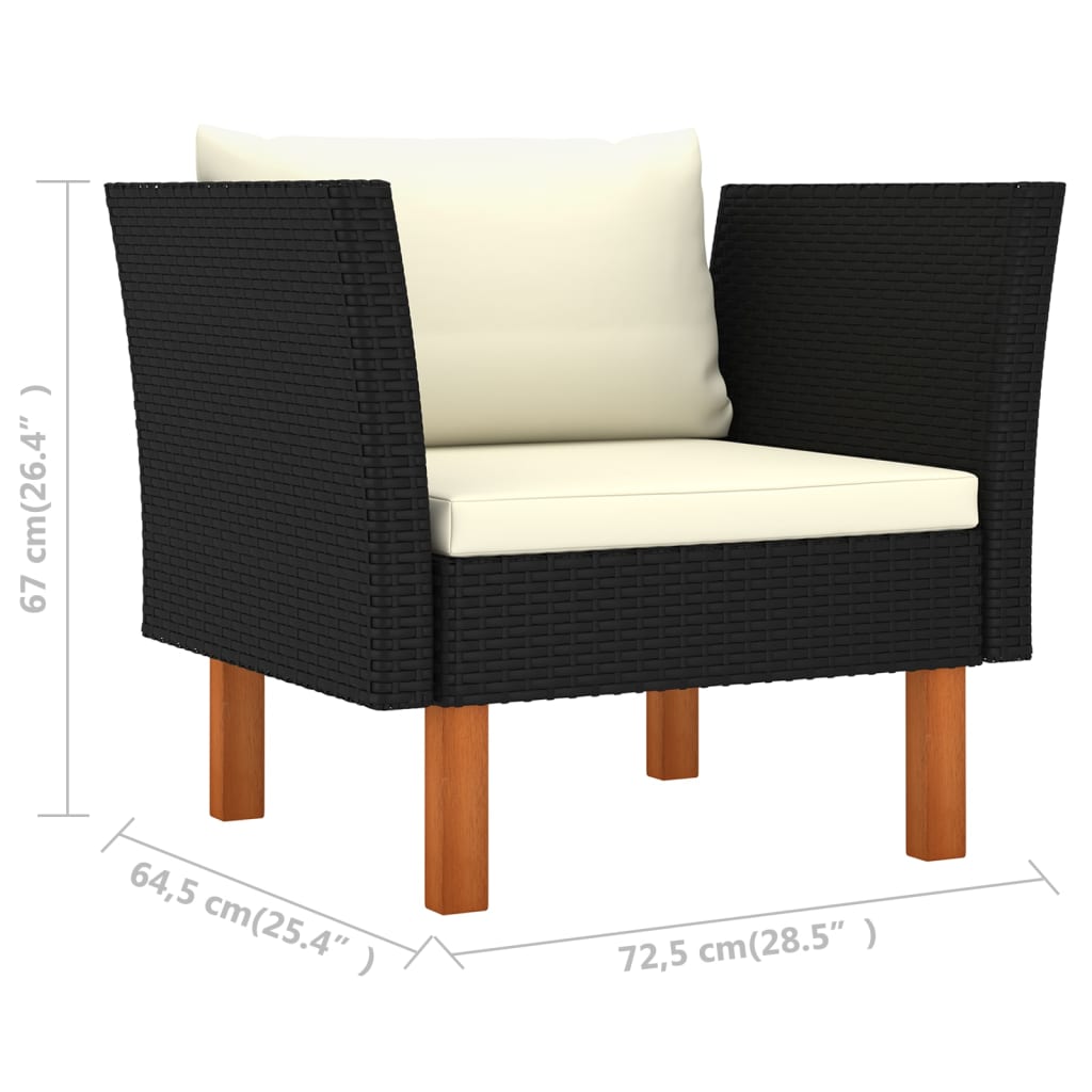 6-delige Loungeset poly rattan en eucalyptushout