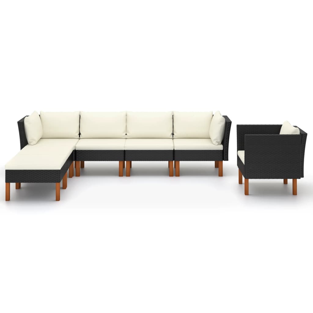 6-delige Loungeset poly rattan en eucalyptushout