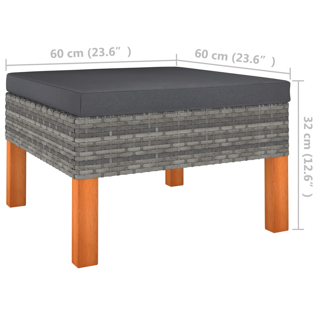 6-delige Loungeset poly rattan en eucalyptushout