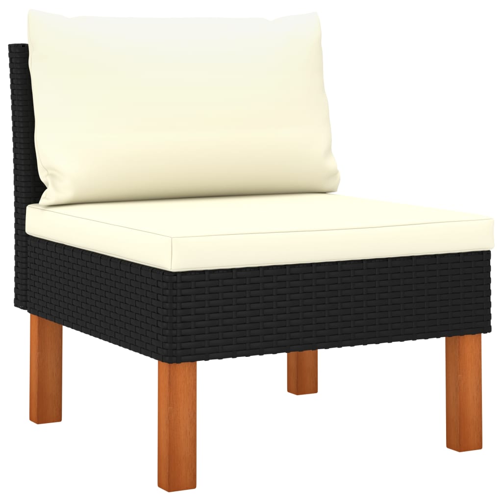 6-delige Loungeset poly rattan en eucalyptushout