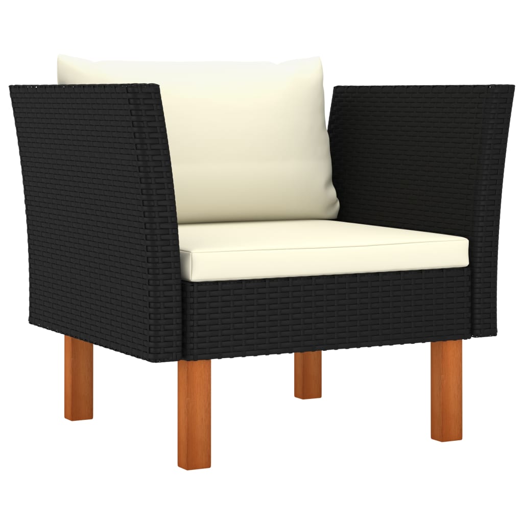 6-delige Loungeset poly rattan en eucalyptushout