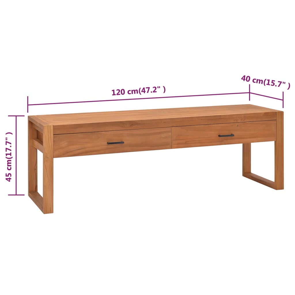 Tv-meubel 120x40x45 cm massief teakhout