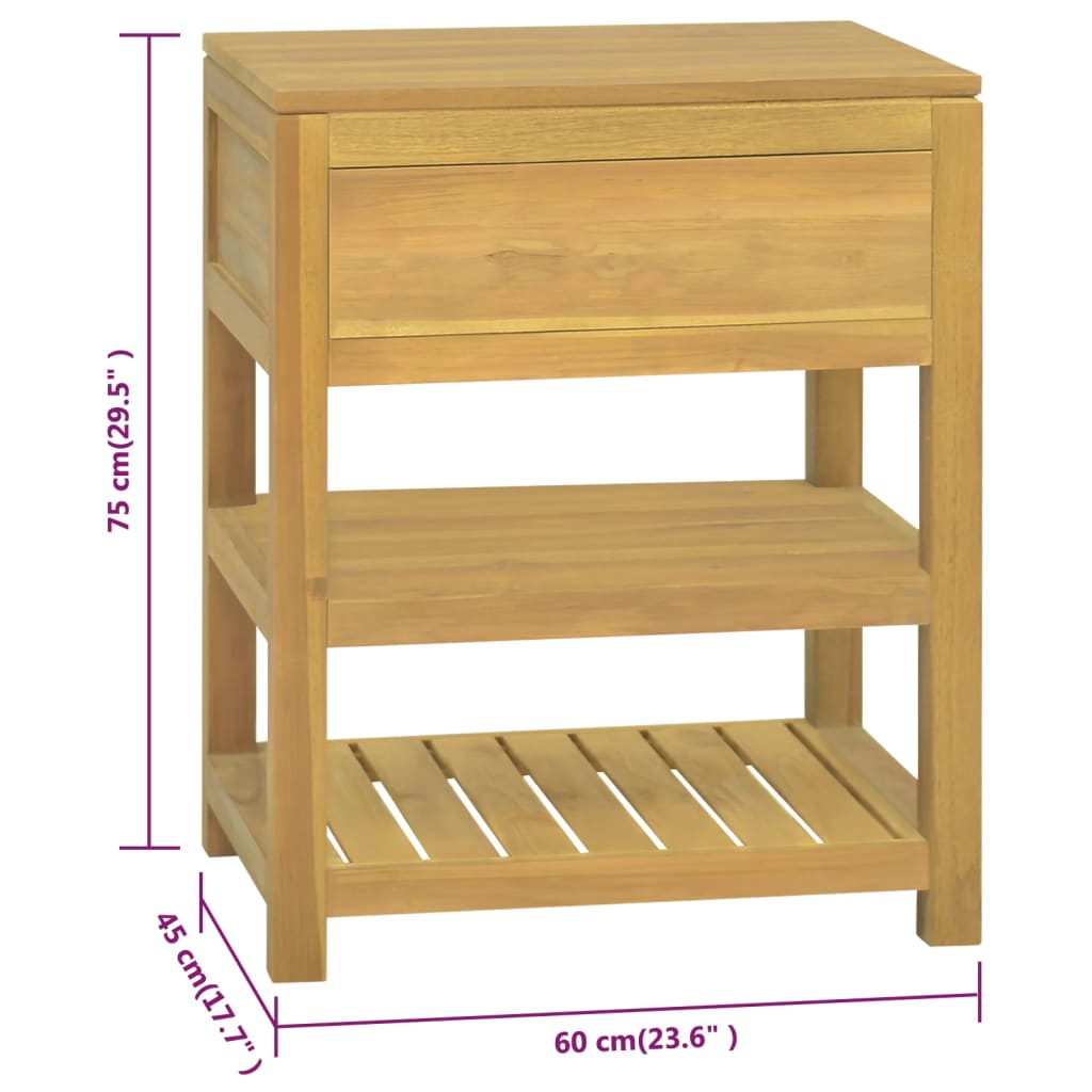 Badkamerkast 60x45x75 cm massief teakhout