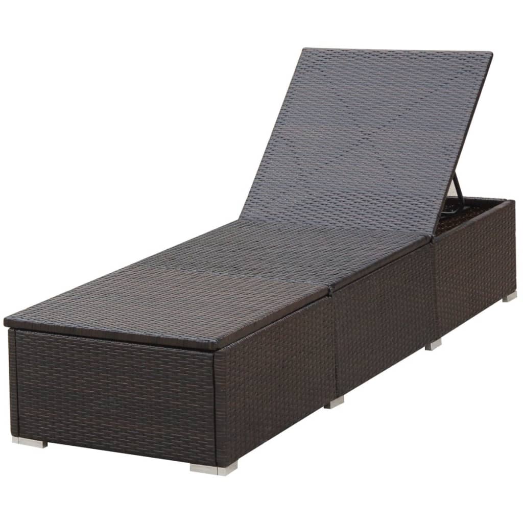 Ligbed met zwart kussen poly rattan