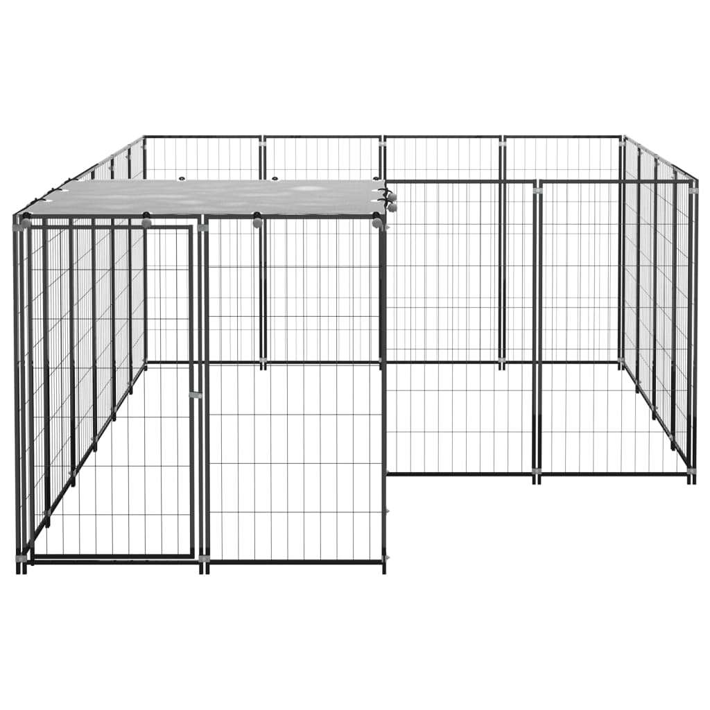 Hondenkennel 6,05 m² staal zilverkleurig