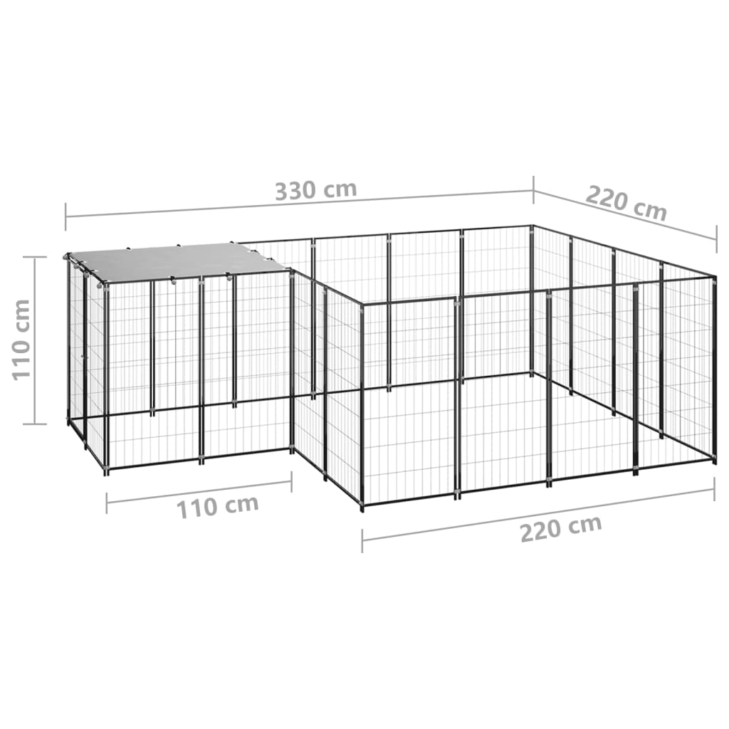 Hondenkennel 6,05 m² staal zilverkleurig