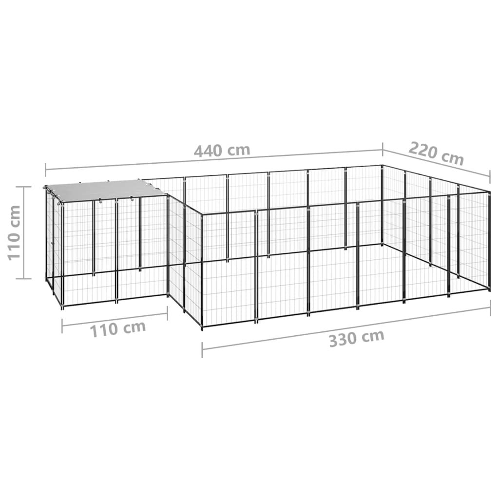 Hondenkennel 6,05 m² staal zilverkleurig