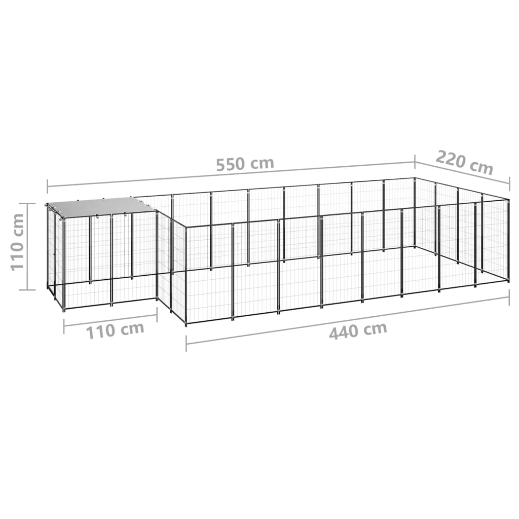 Hondenkennel 6,05 m² staal zilverkleurig