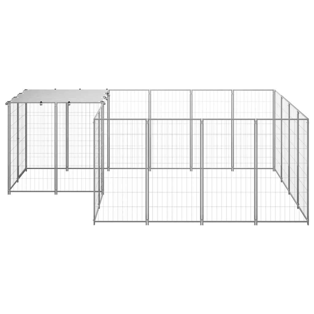 Hondenkennel 6,05 m² staal zilverkleurig