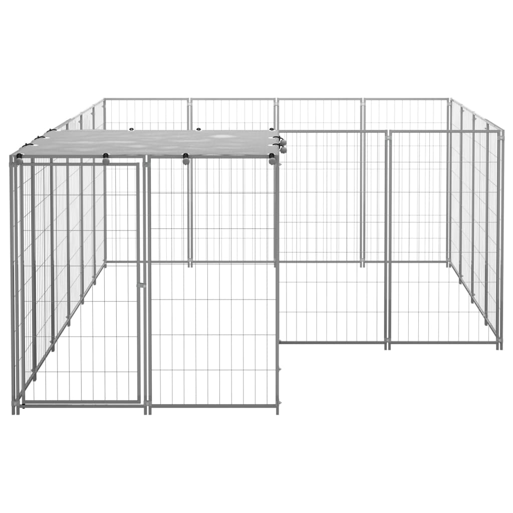 Hondenkennel 6,05 m² staal zilverkleurig