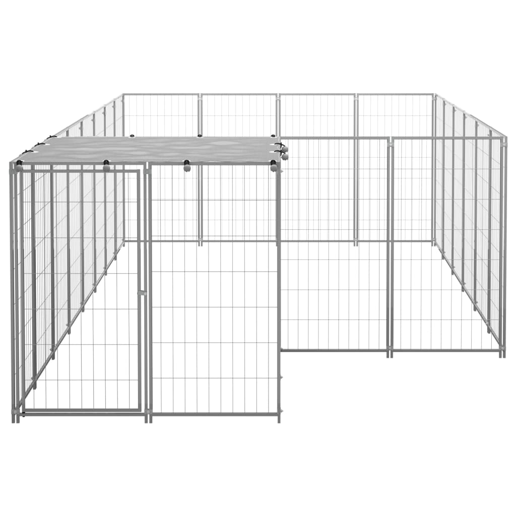 Hondenkennel 6,05 m² staal zilverkleurig