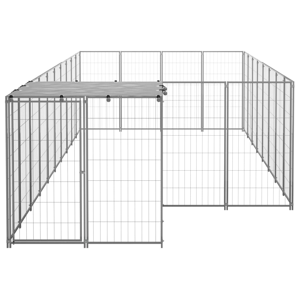 Hondenkennel 6,05 m² staal zilverkleurig