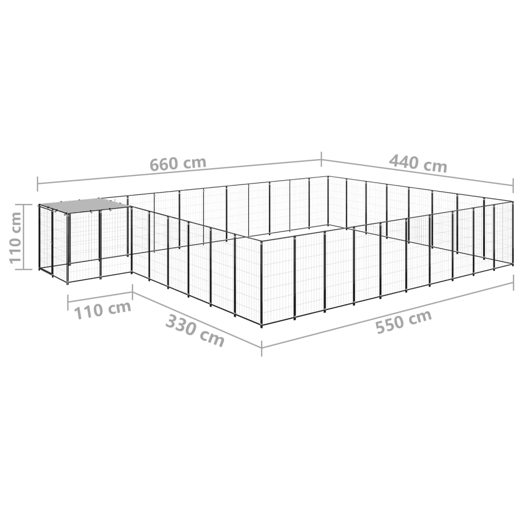 Hondenkennel 15,73 m² staal