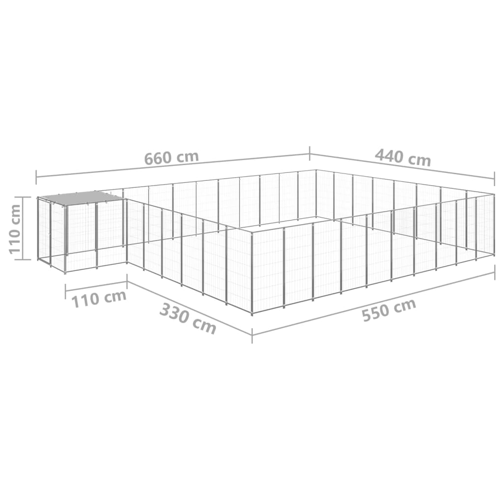 Hondenkennel 15,73 m² staal