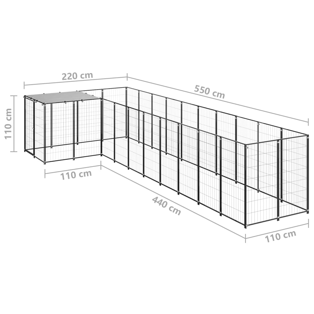 Hondenkennel 31,46 m² staal zilverkleurig