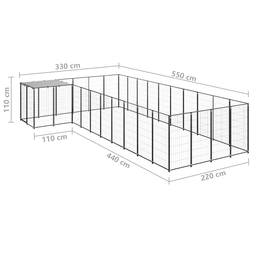 Hondenkennel 31,46 m² staal zilverkleurig