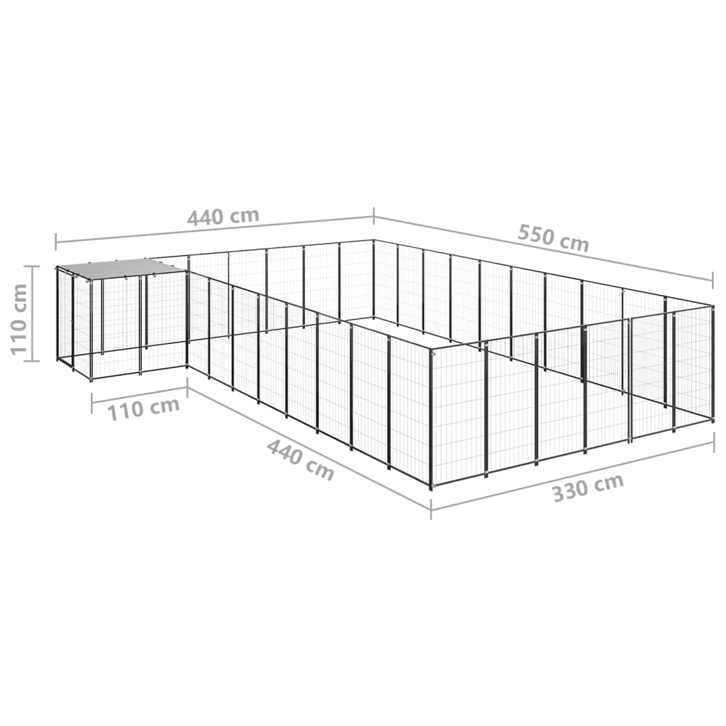 Hondenkennel 31,46 m² staal zilverkleurig