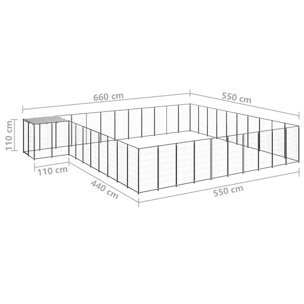 Hondenkennel 31,46 m² staal zilverkleurig