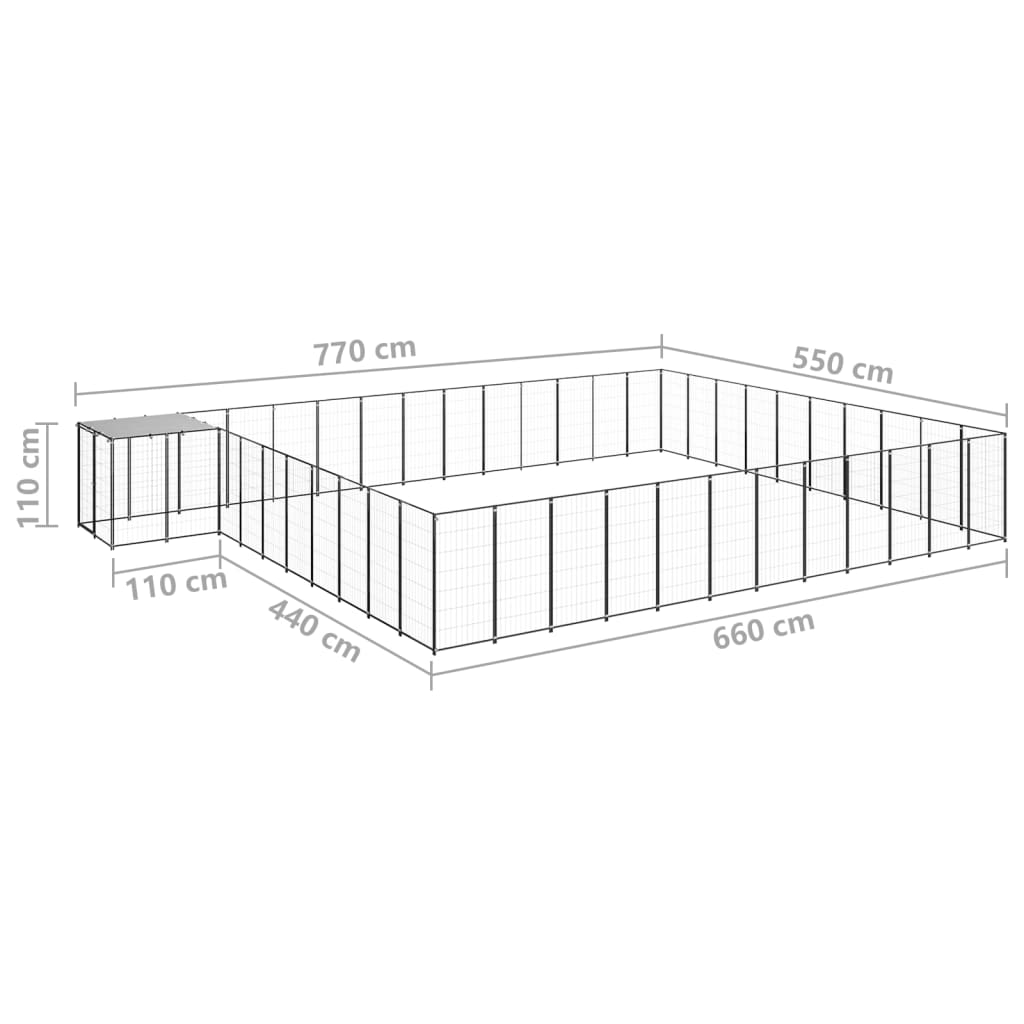 Hondenkennel 31,46 m² staal zilverkleurig