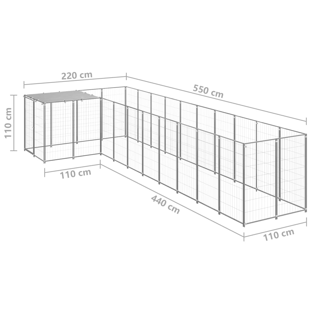 Hondenkennel 31,46 m² staal zilverkleurig