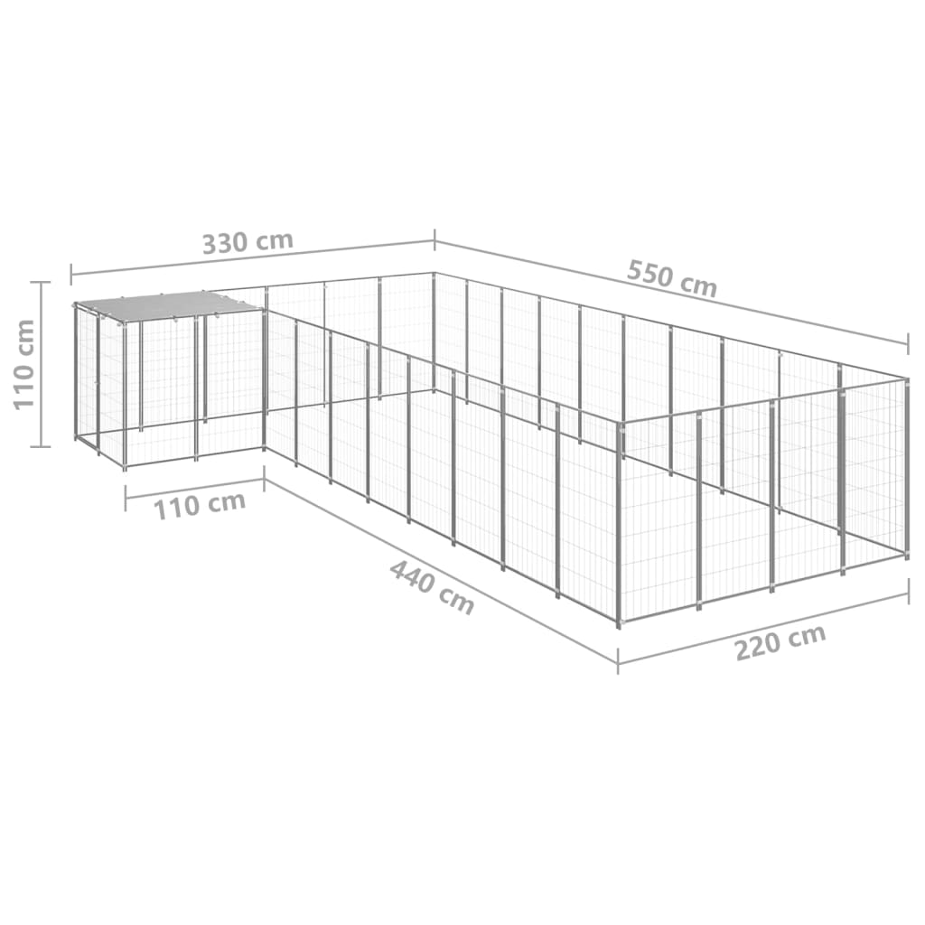 Hondenkennel 31,46 m² staal zilverkleurig