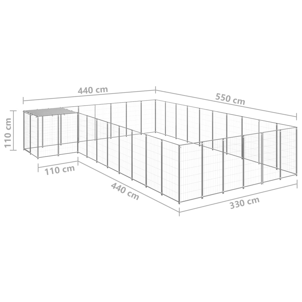 Hondenkennel 31,46 m² staal zilverkleurig