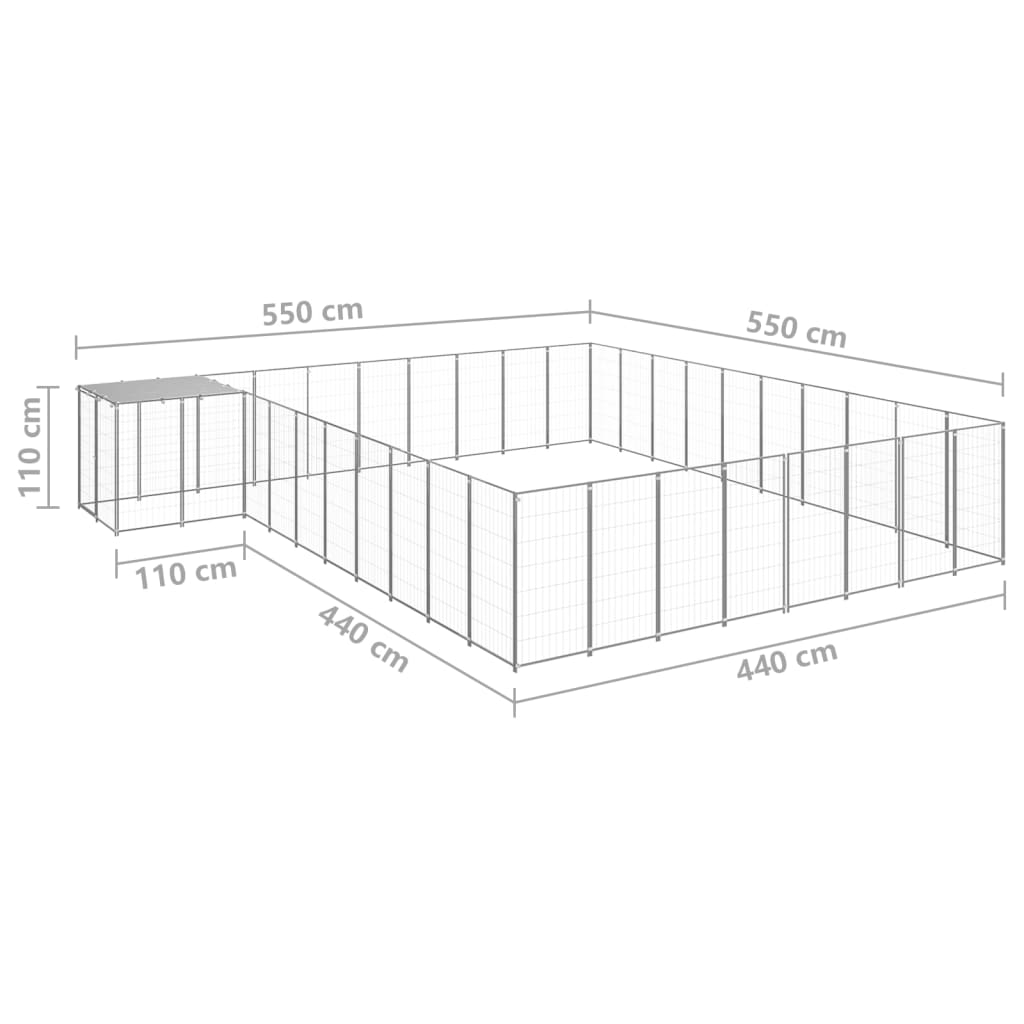 Hondenkennel 31,46 m² staal zilverkleurig