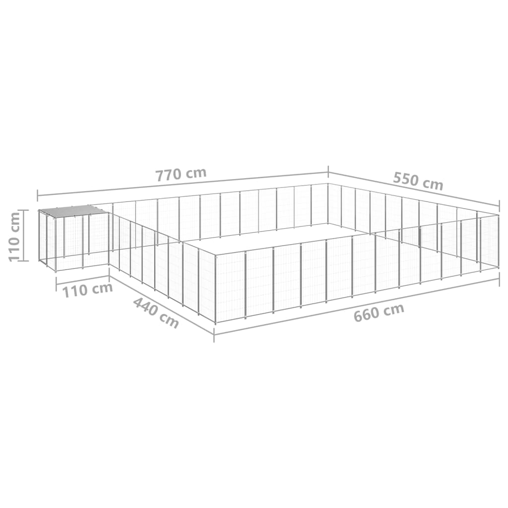 Hondenkennel 31,46 m² staal zilverkleurig