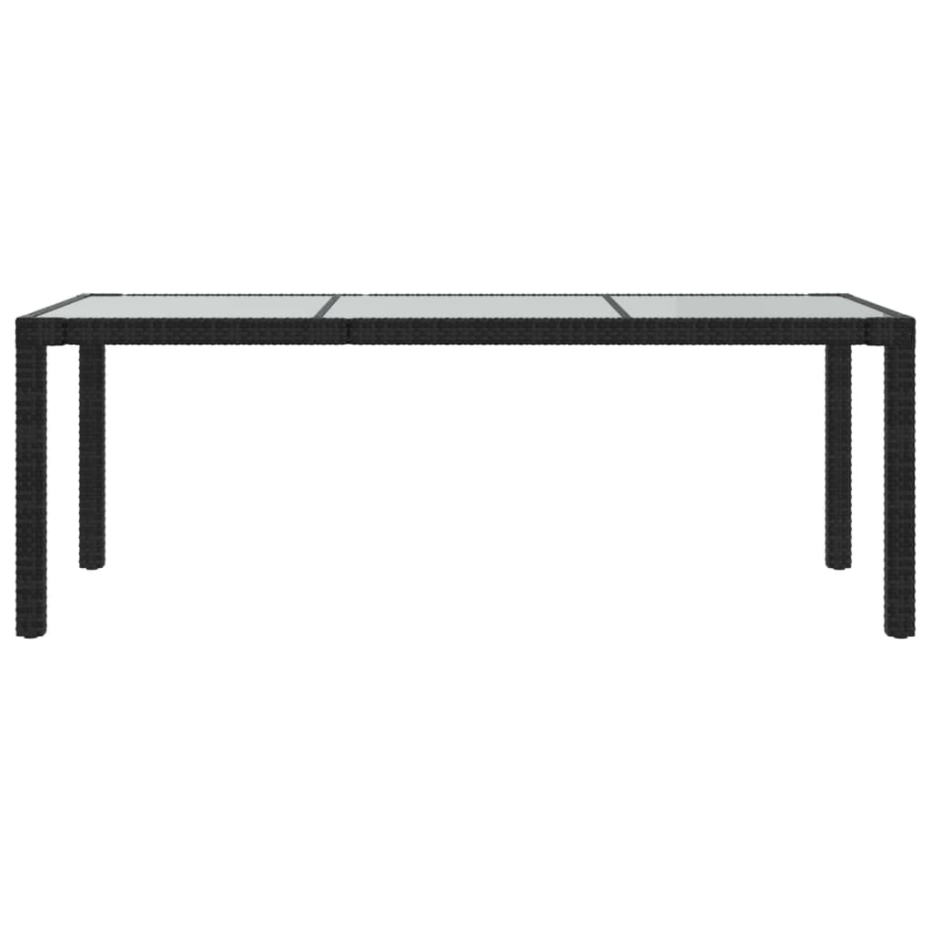 Tuintafel 190x90x75 cm gehard glas poly rattan black