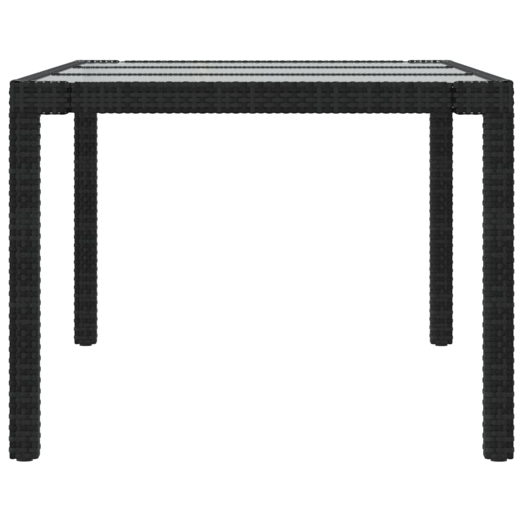 Tuintafel 190x90x75 cm gehard glas poly rattan black