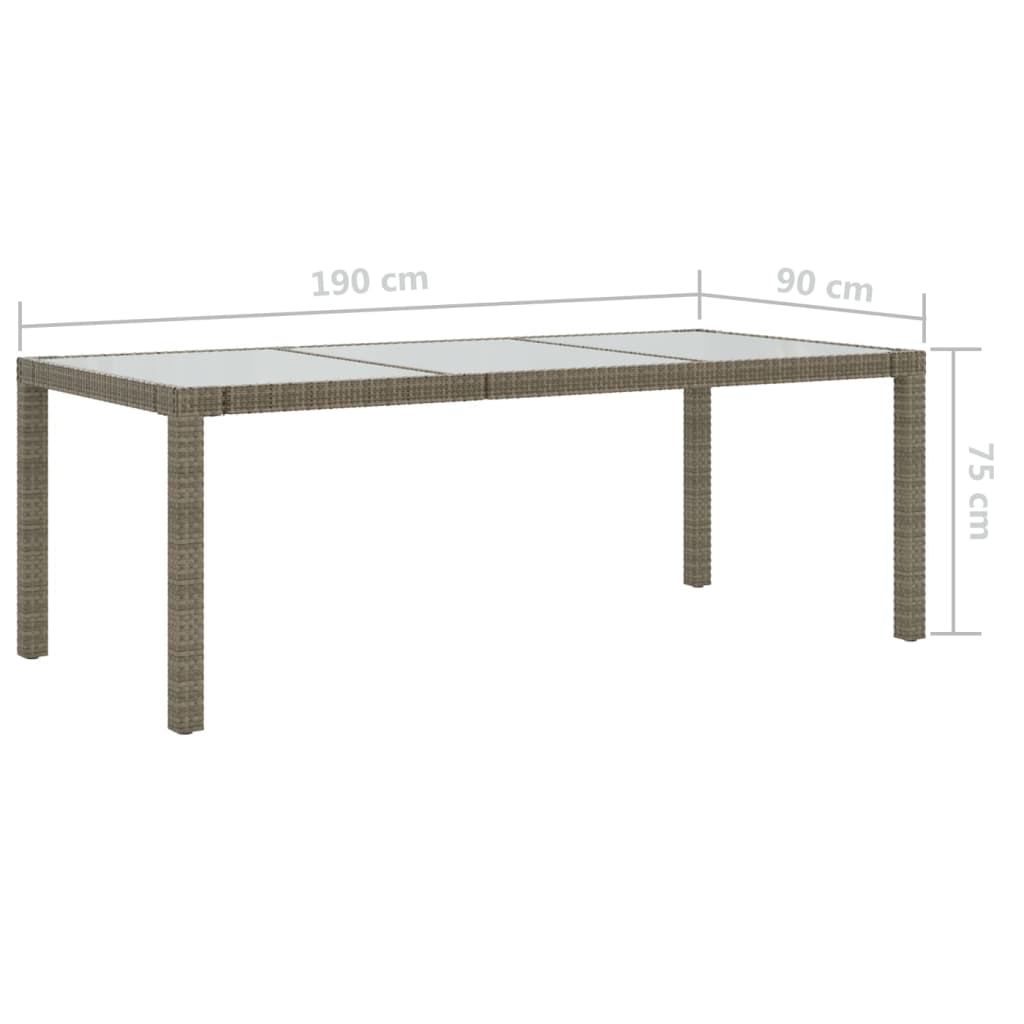 Tuintafel 190x90x75 cm gehard glas poly rattan black