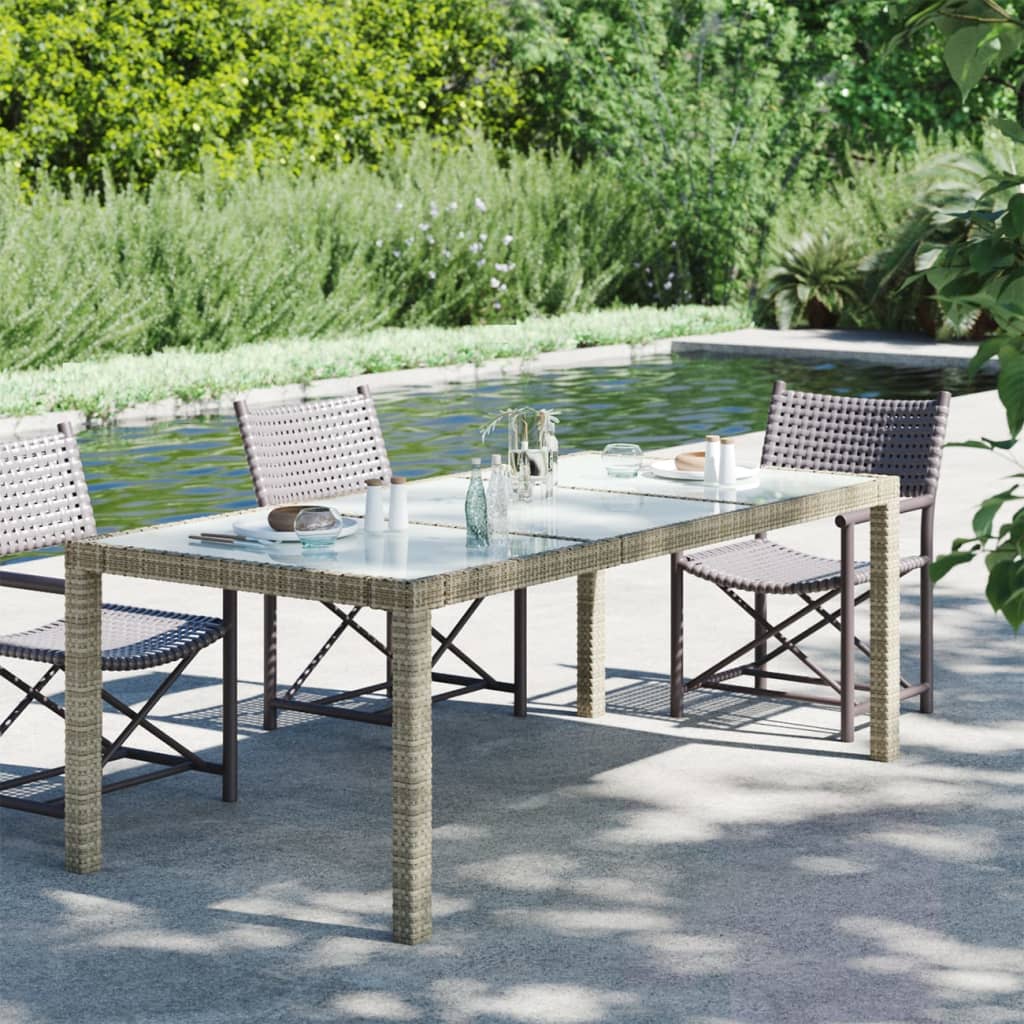 Tuintafel 190x90x75 cm gehard glas poly rattan black