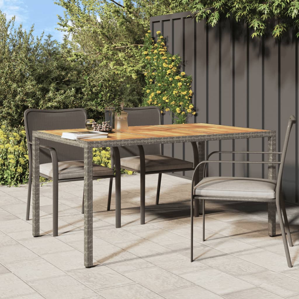 Tuintafel 150x90x75 cm poly rattan en acaciahout zwart