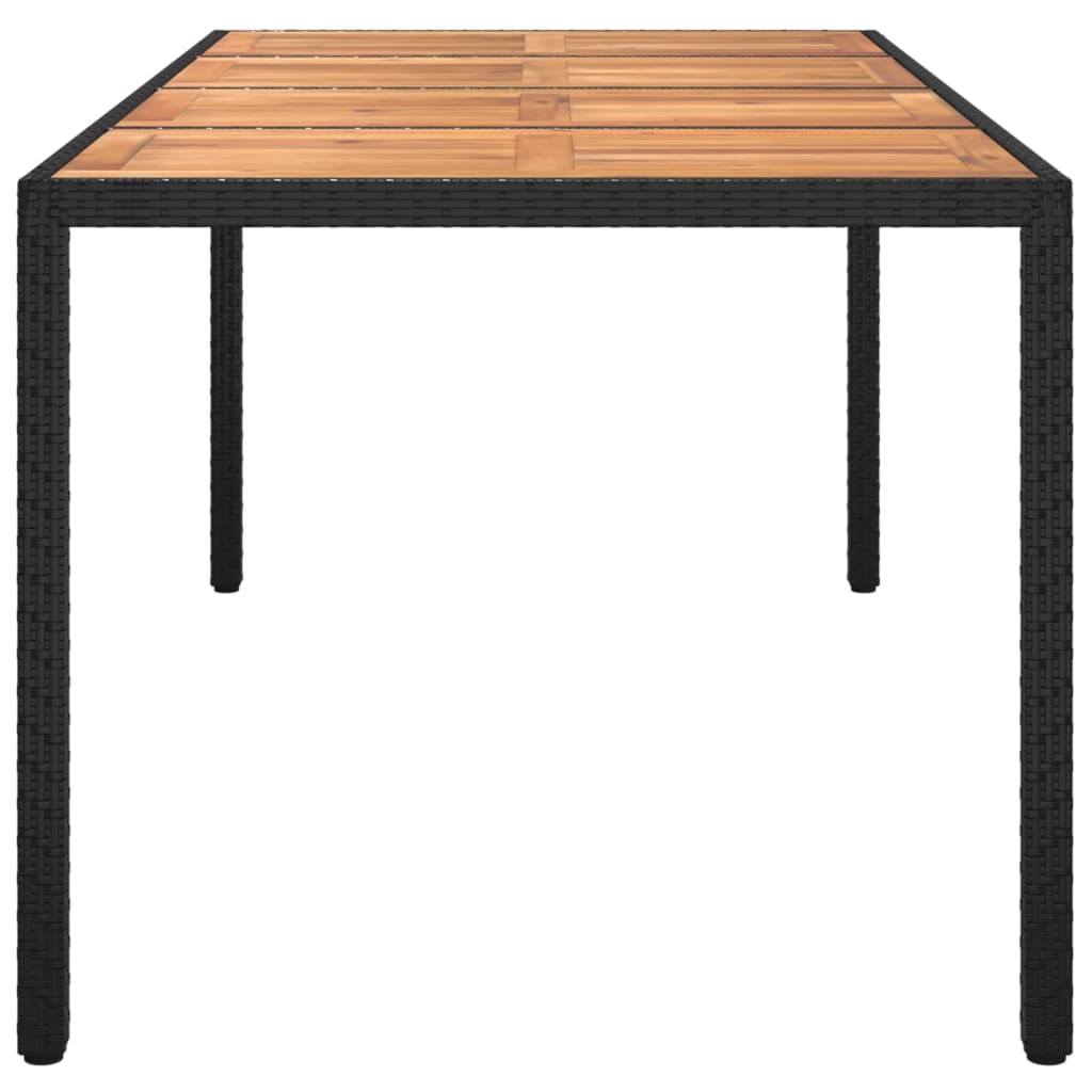 Tuintafel 150x90x75 cm poly rattan en acaciahout zwart